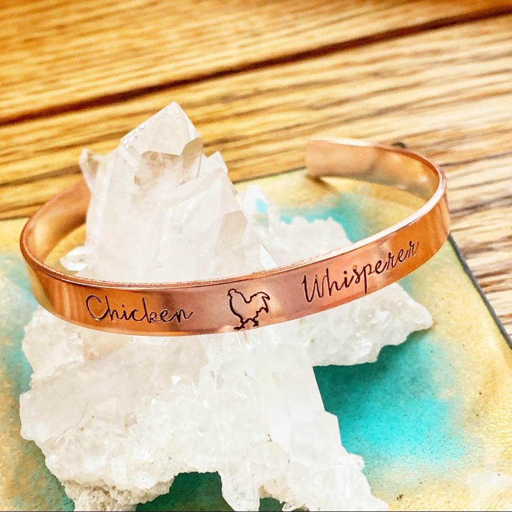🆕 Chicken Whisperer Handstamped Stainless Cuff Bracelet